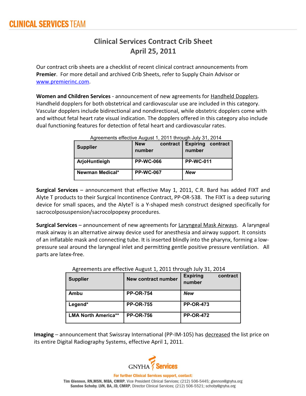 Clinical Services Contract Crib Sheet s2