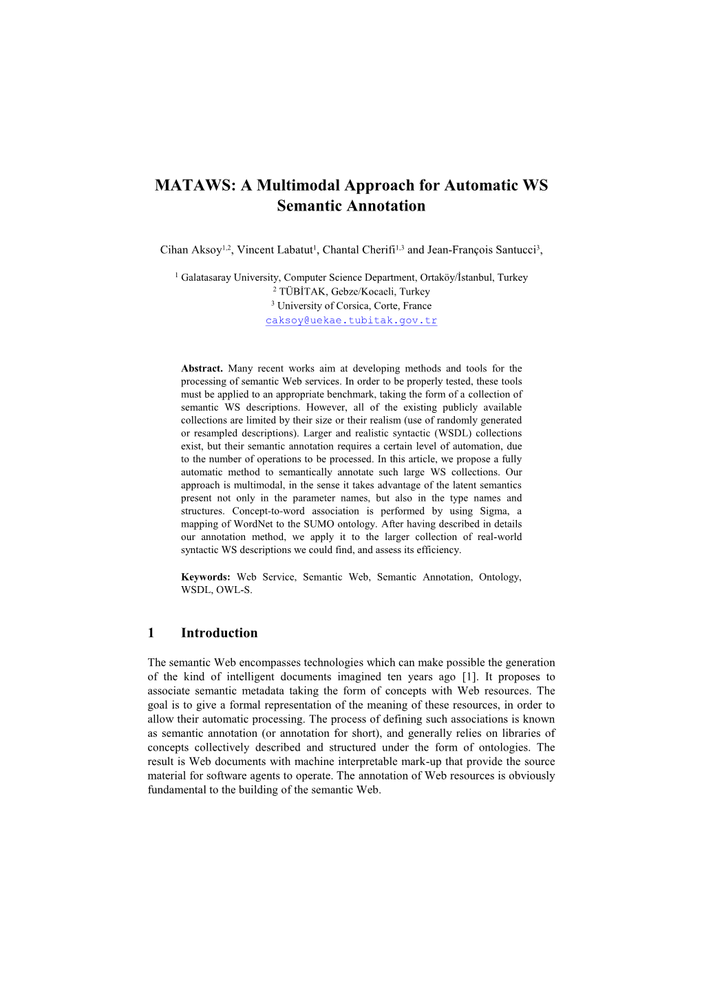 A Multimodal Approach for Automatic WS Semantic Annotation