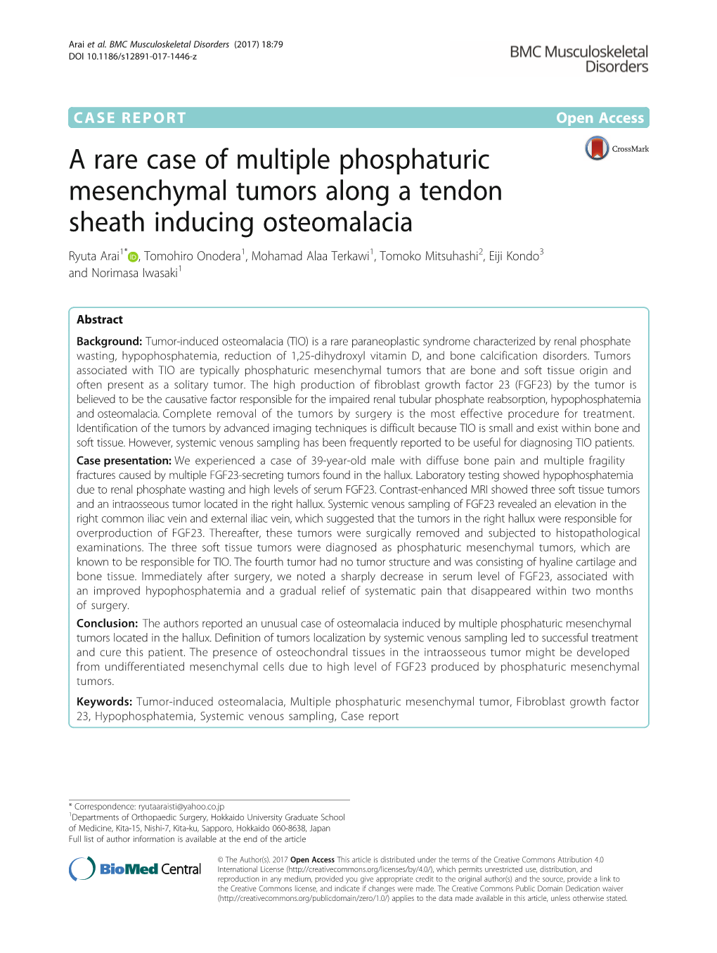 A Rare Case of Multiple Phosphaturic Mesenchymal Tumors Along A