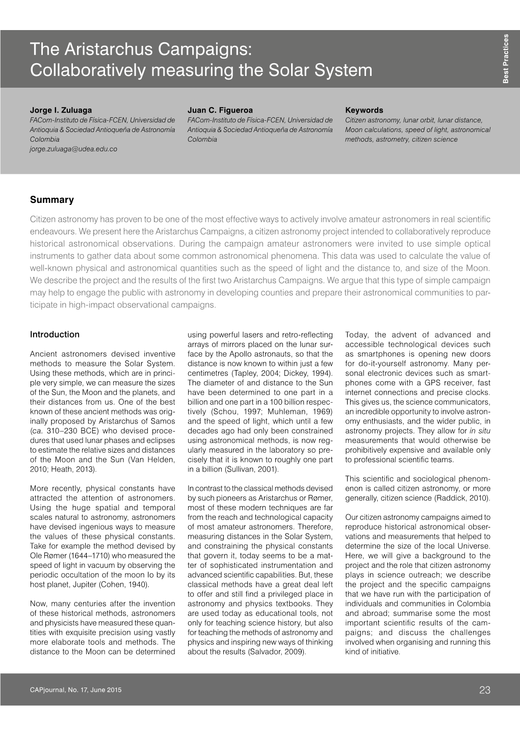 The Aristarchus Campaigns: Collaboratively Measuring the Solar System Best Practices Best