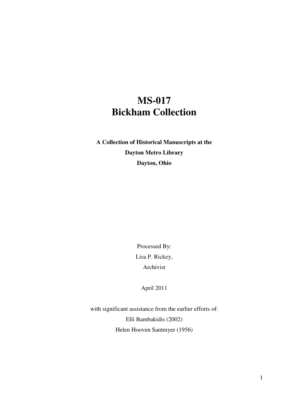 MS-017 Bickham Collection