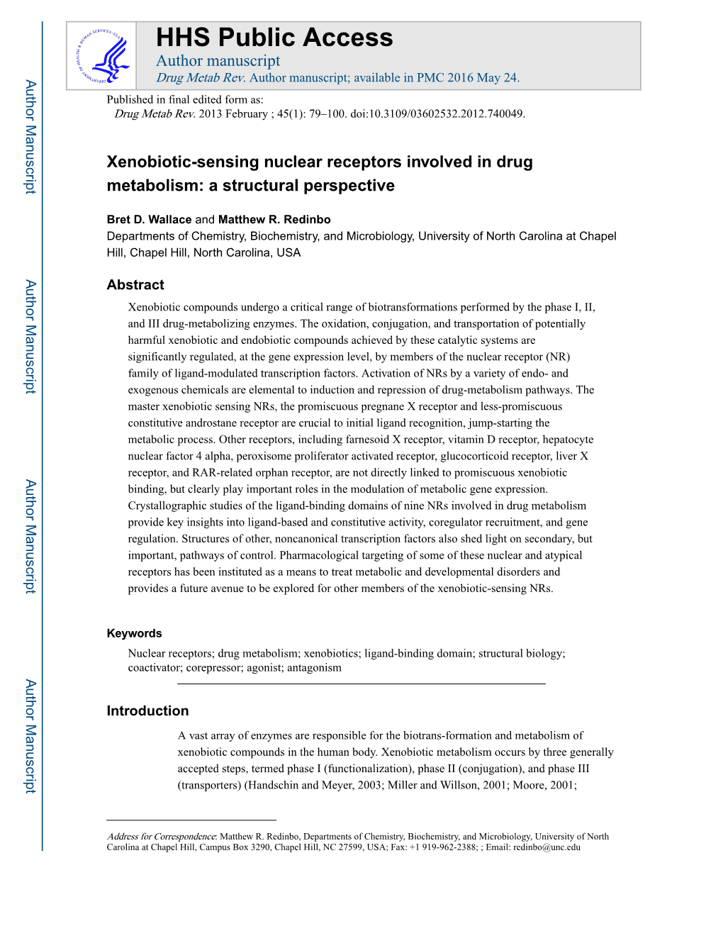 Xenobiotic-Sensing Nuclear Receptors Involved in Drug Metabolism: a Structural Perspective