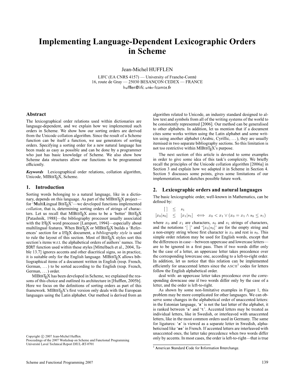 Implementing Language-Dependent Lexicographic Orders in Scheme