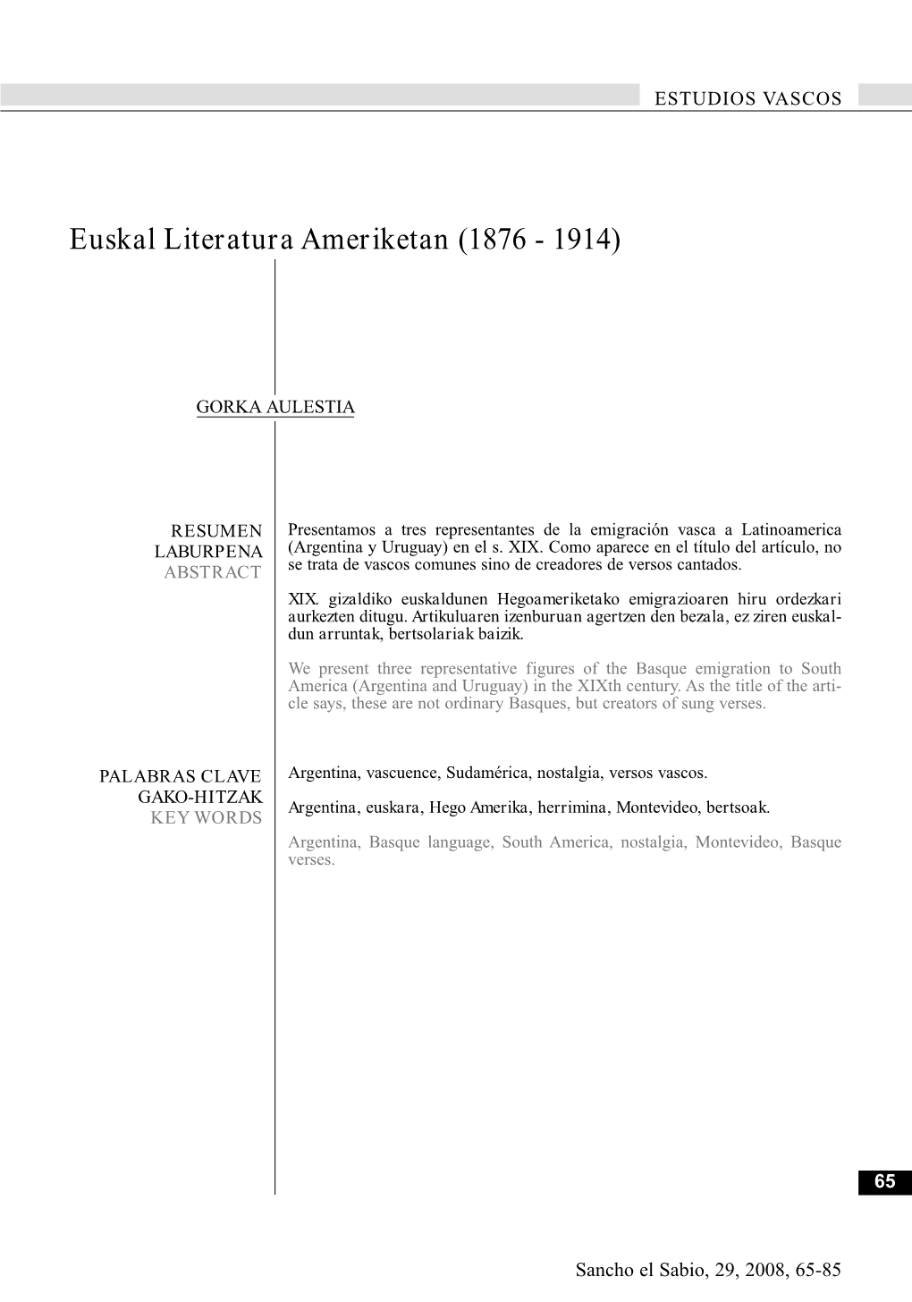 Euskal Literatura Ameriketan (1876 - 1914)