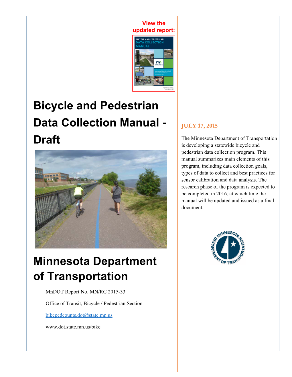 Bicycle and Pedestrian Data Collection Manual - Draft July 2015 6