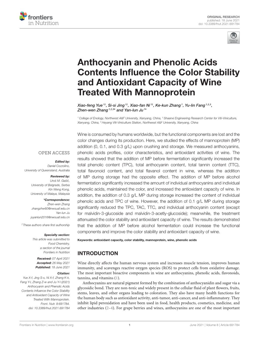 Anthocyanin and Phenolic Acids Contents Influence the Color