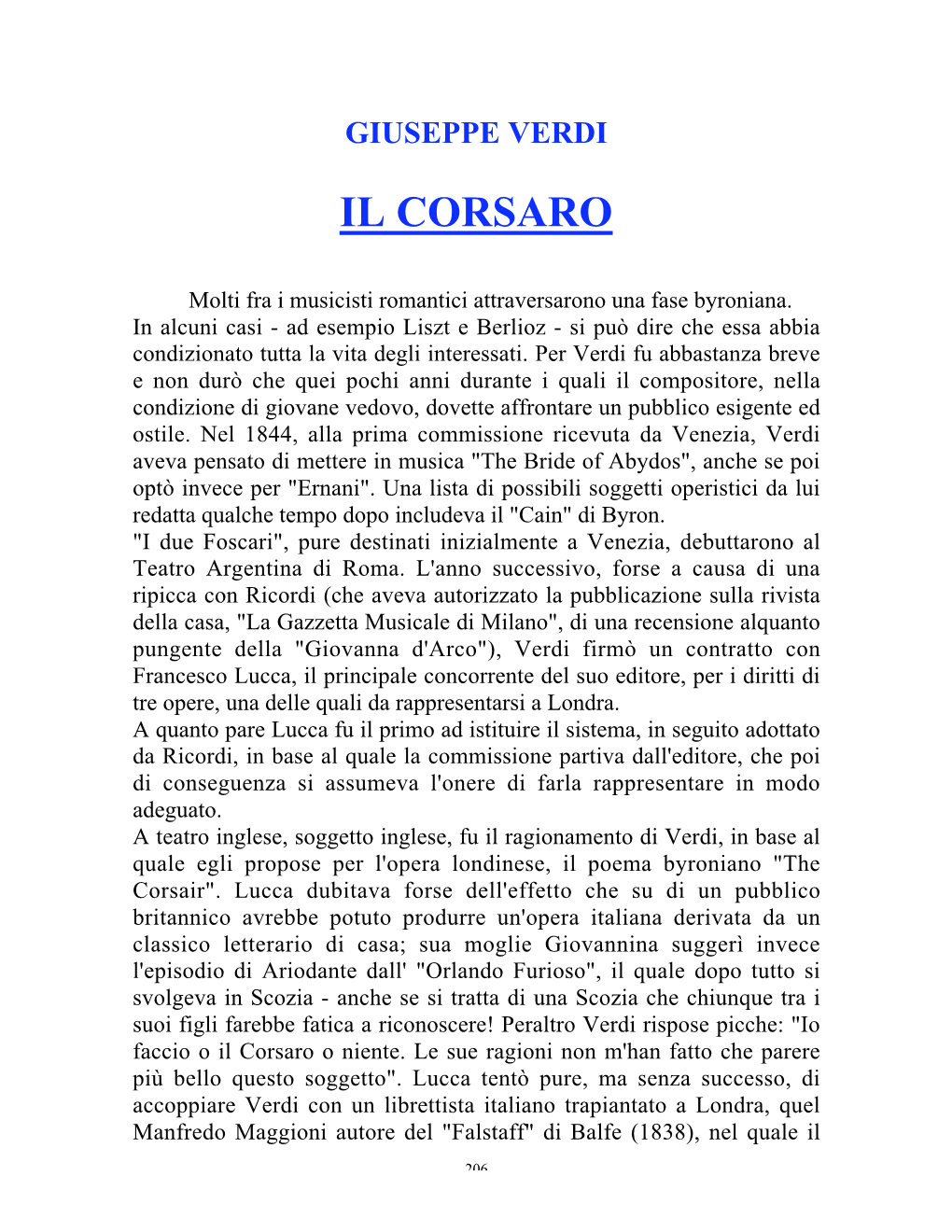 Giuseppe Verdi Il Corsaro