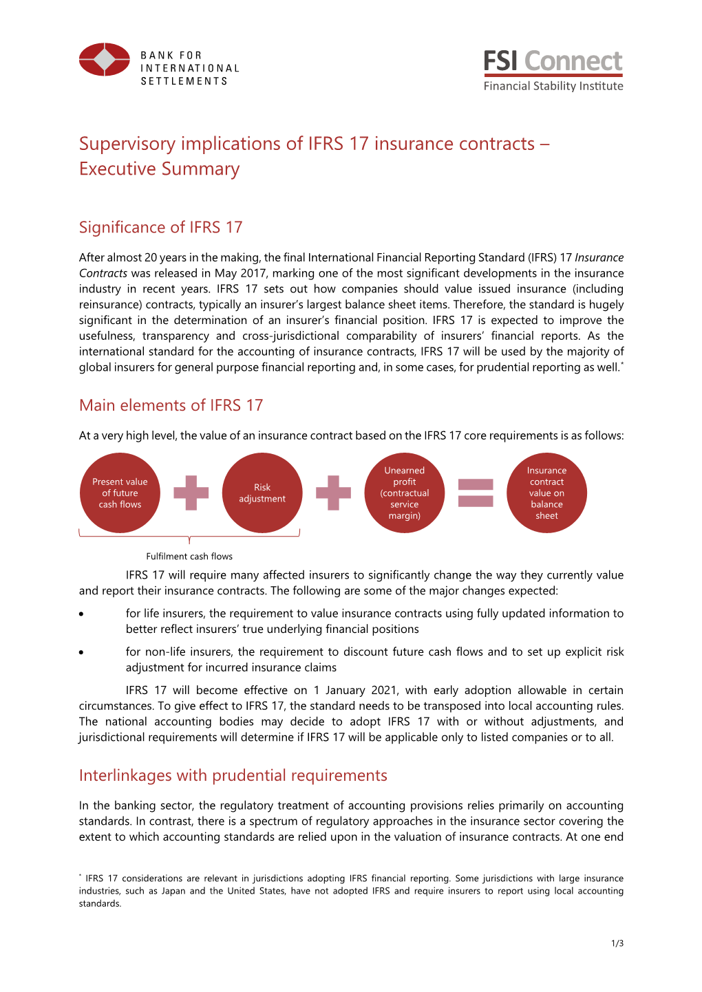 Supervisory Implications of IFRS 17 Insurance Contracts – Executive Summary