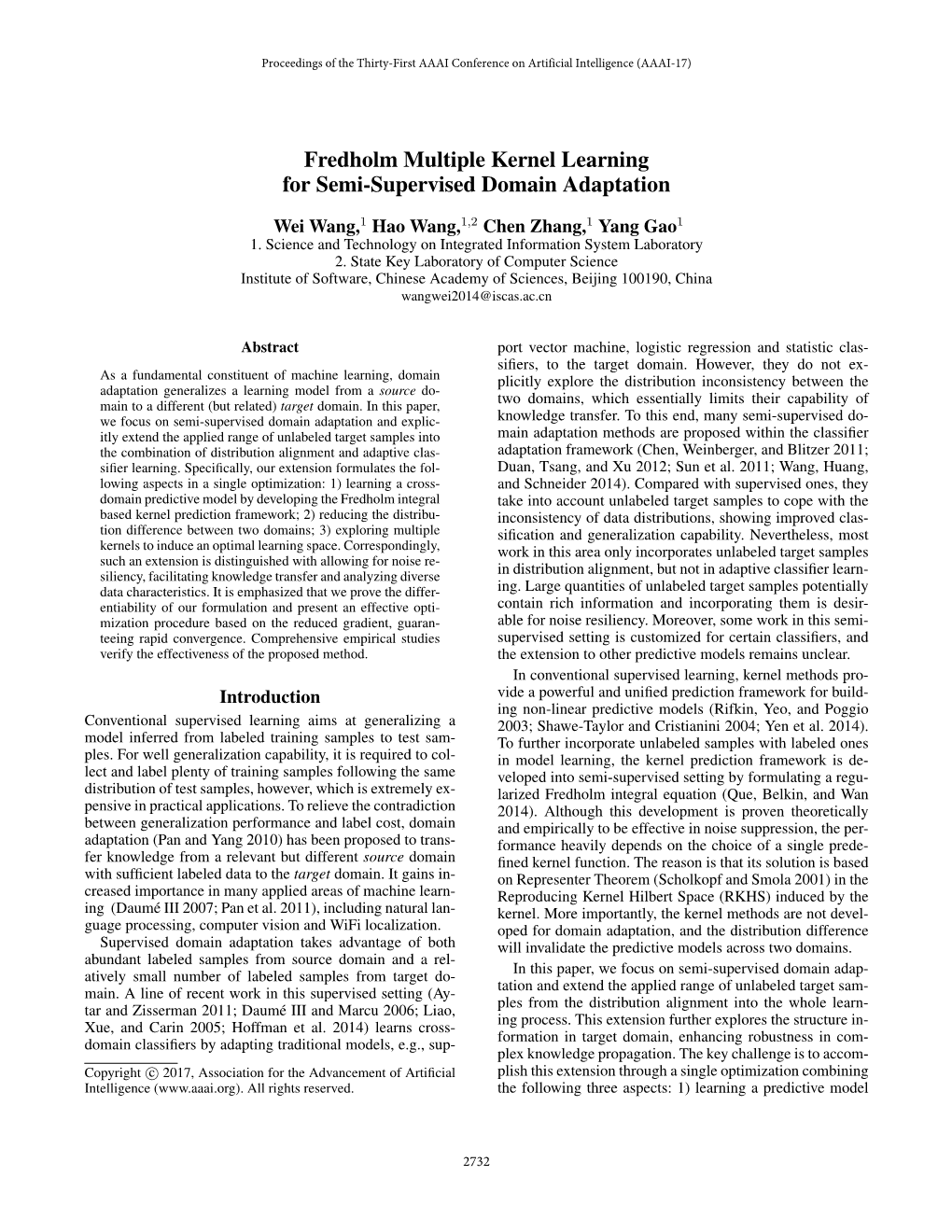 Fredholm Multiple Kernel Learning for Semi-Supervised Domain Adaptation