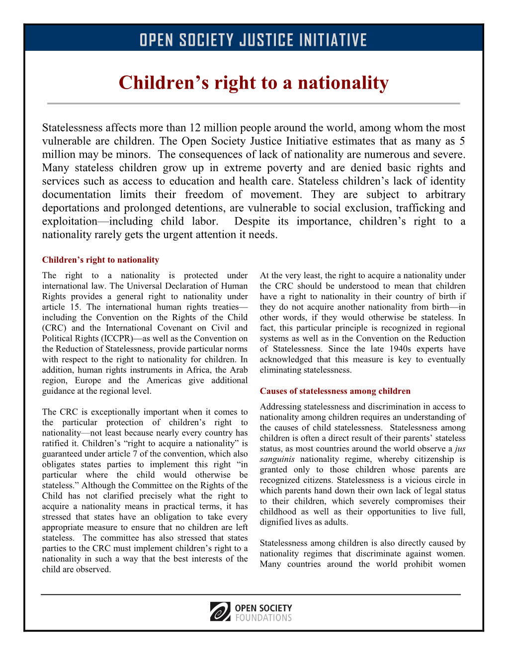 Children's Right to a Nationality