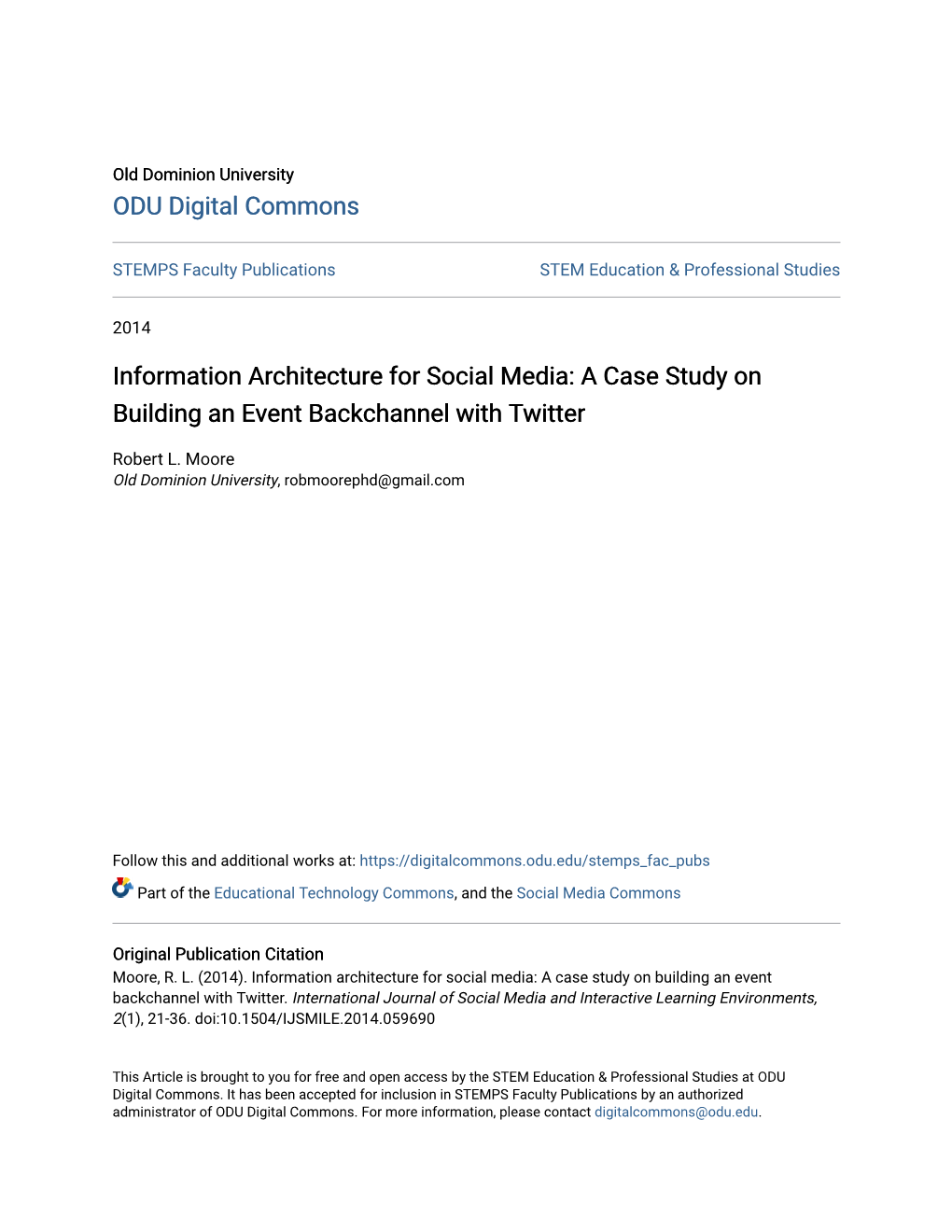 Information Architecture for Social Media: a Case Study on Building an Event Backchannel with Twitter