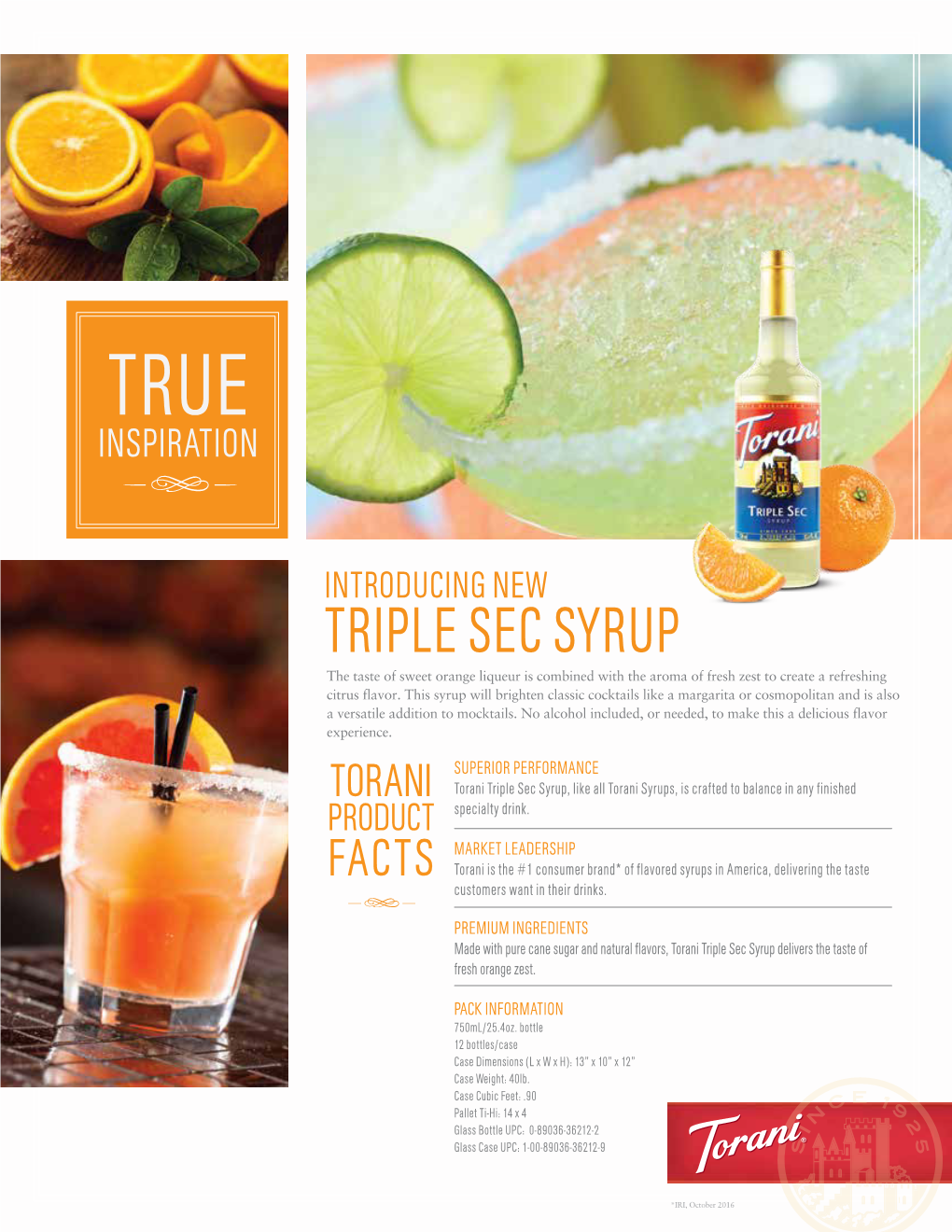 Torani Triple Sec Syrup Sell Sheet