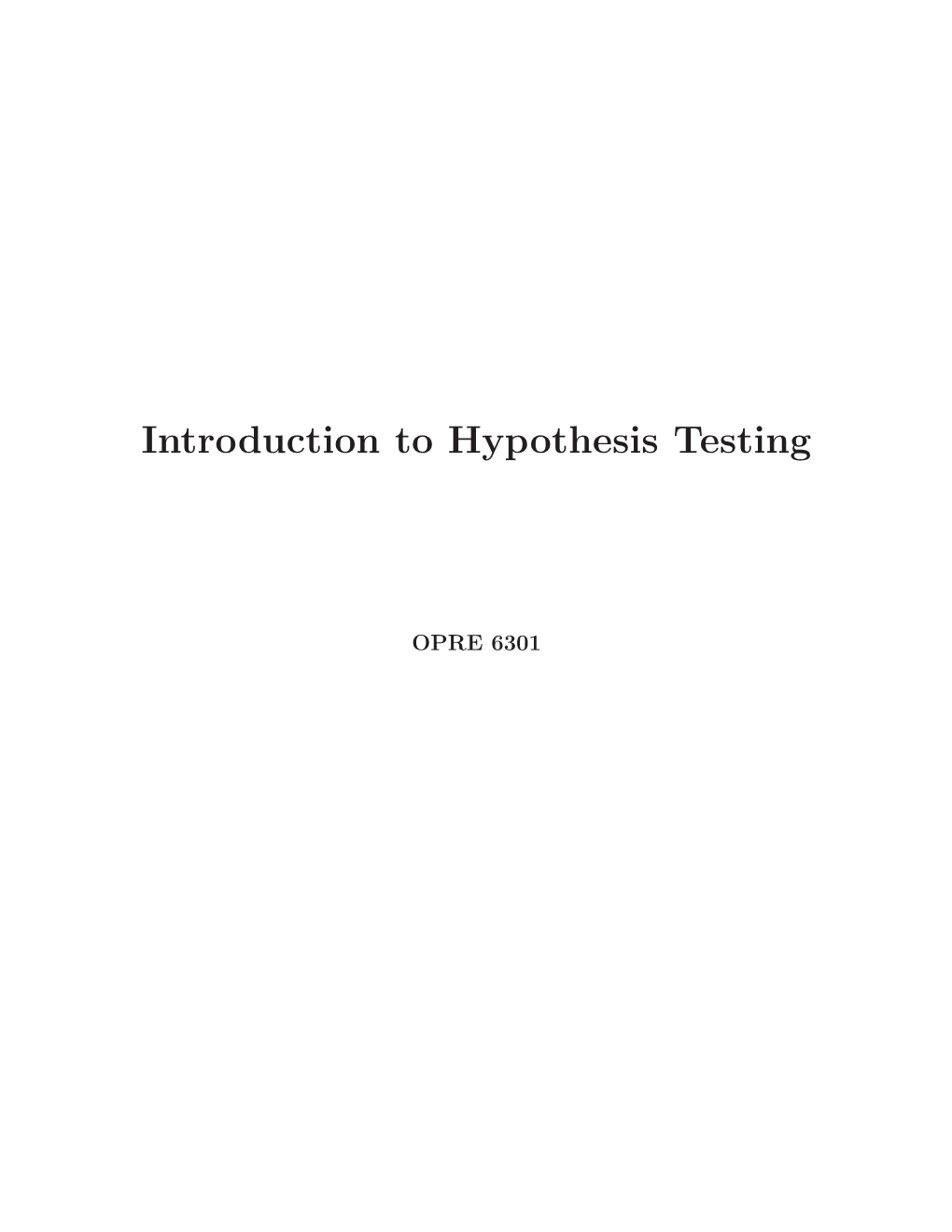 Introduction to Hypothesis Testing