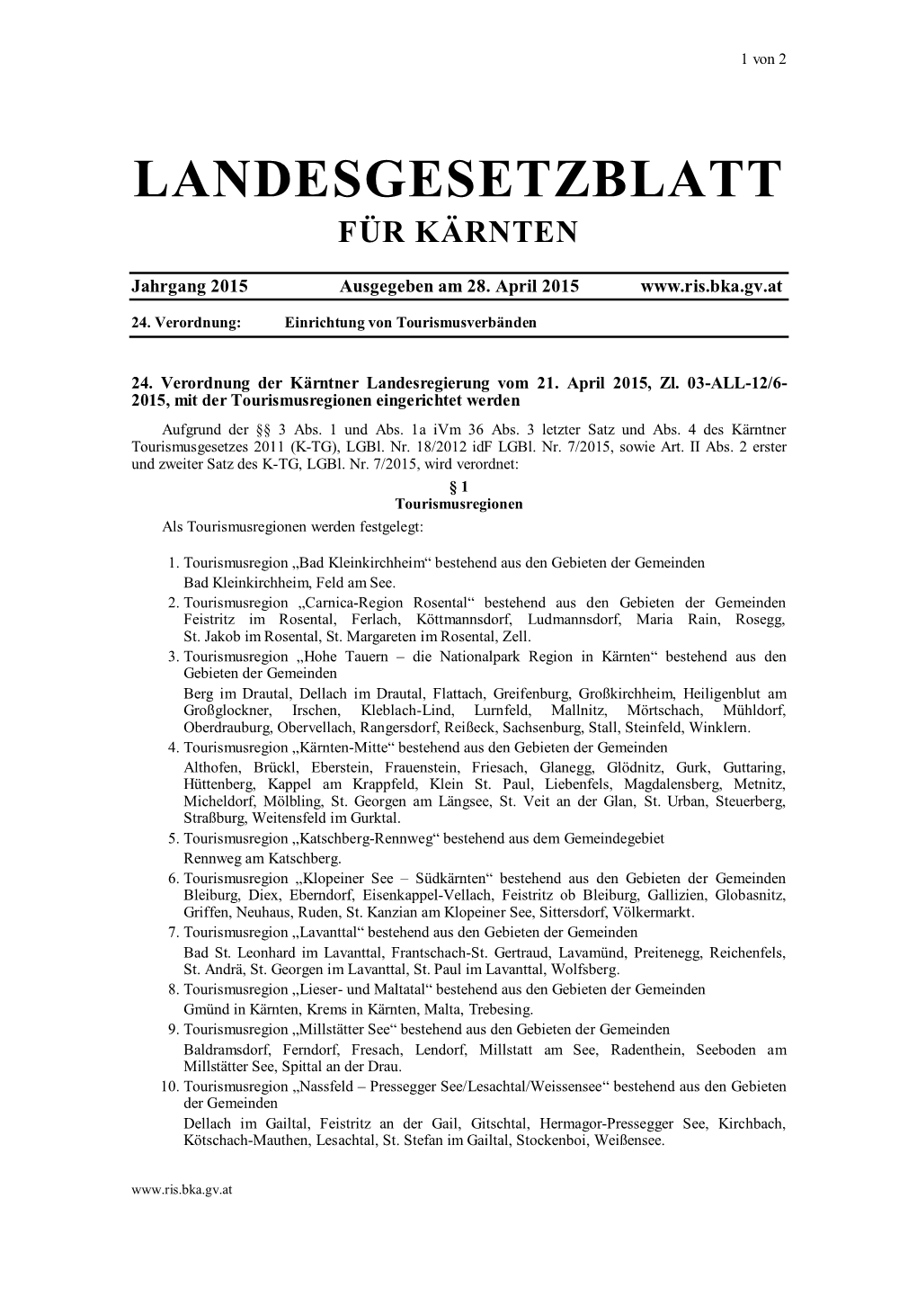 Landesgesetzblatt Für Kärnten