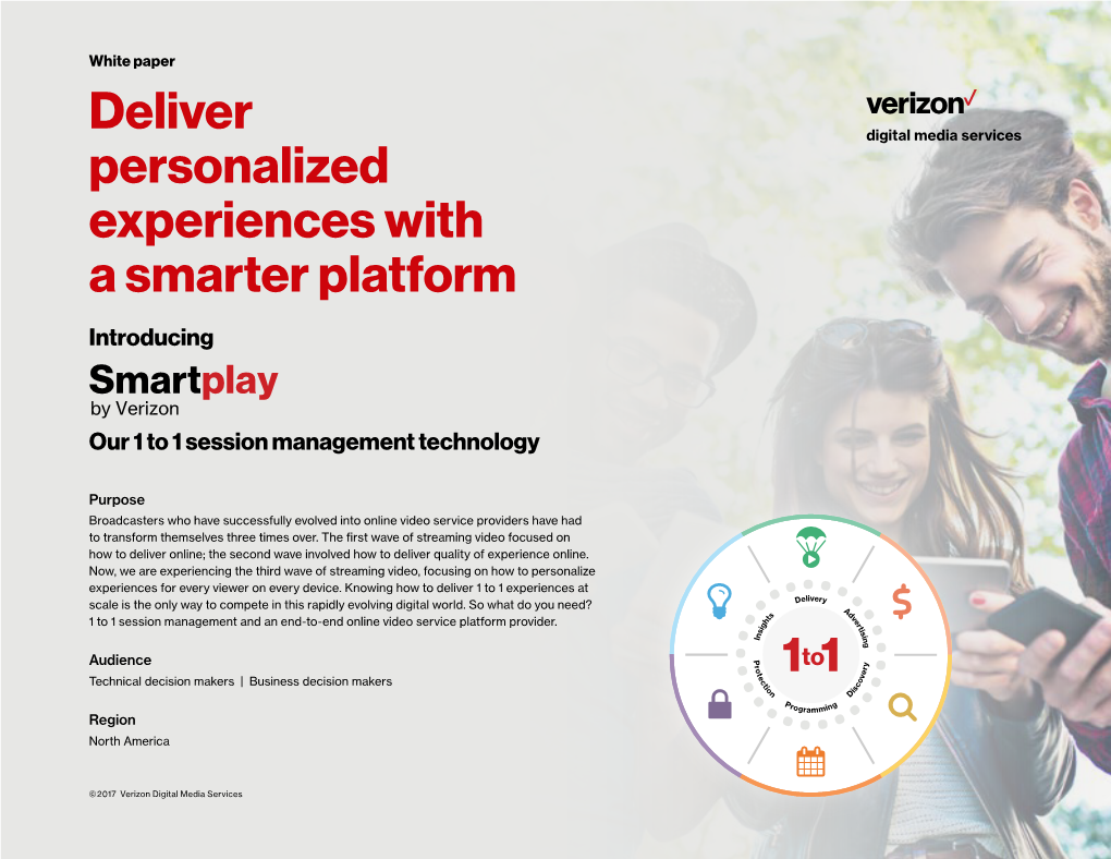 Deliver Personalized Experiences with a Smarter Platform Introducing �Martplay by Verizon Our 1 to 1 Session Management Technology