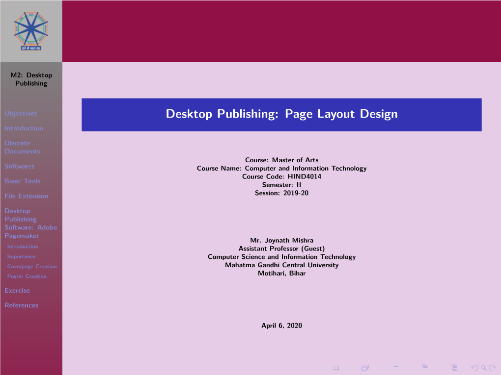 Desktop Publishing: Page Layout Design Introduction