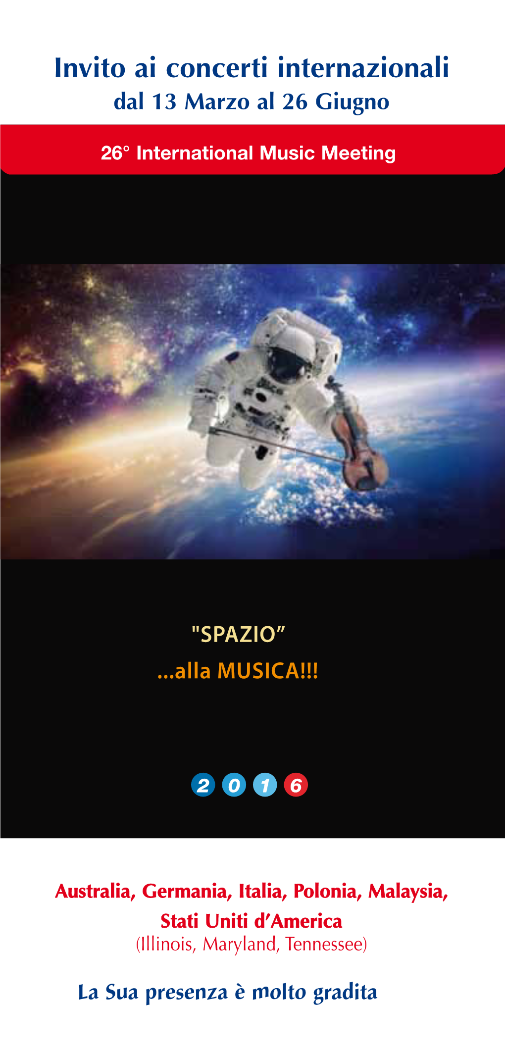 Invito Ai Concerti Internazionali Dal 13 Marzo Al 26 Giugno