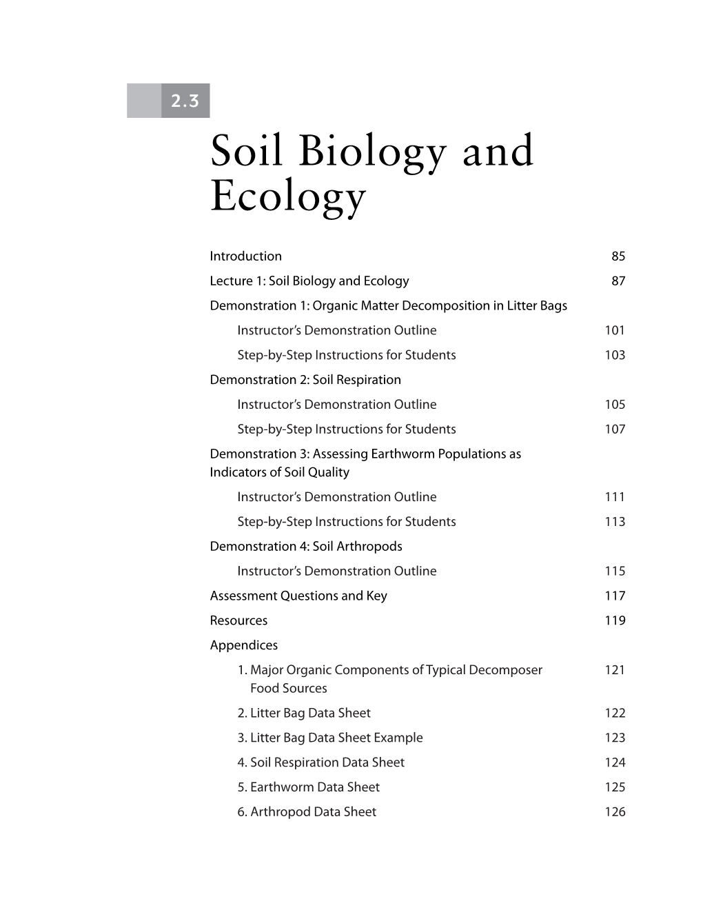 Unit 2.3, Soil Biology and Ecology