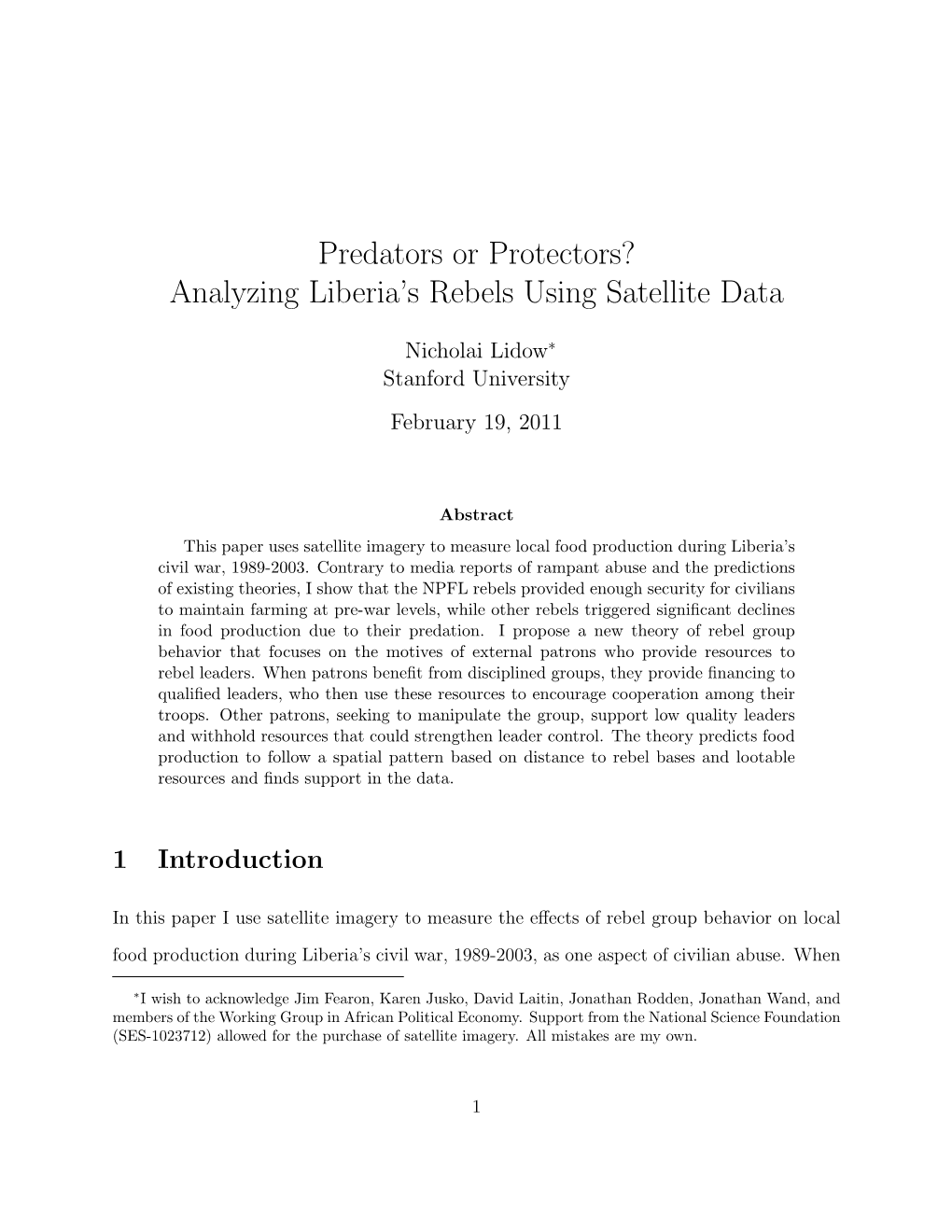 Analyzing Liberia's Rebels Using Satellite Data