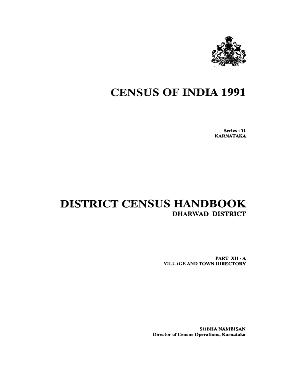 District Census Handbook, Dharwad, Part XII-A, Series-11