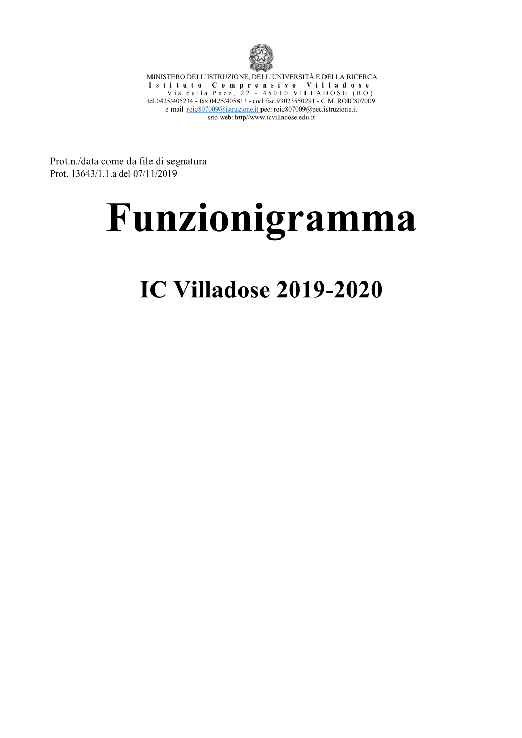 Funzionigramma IC Villadose 2019-20