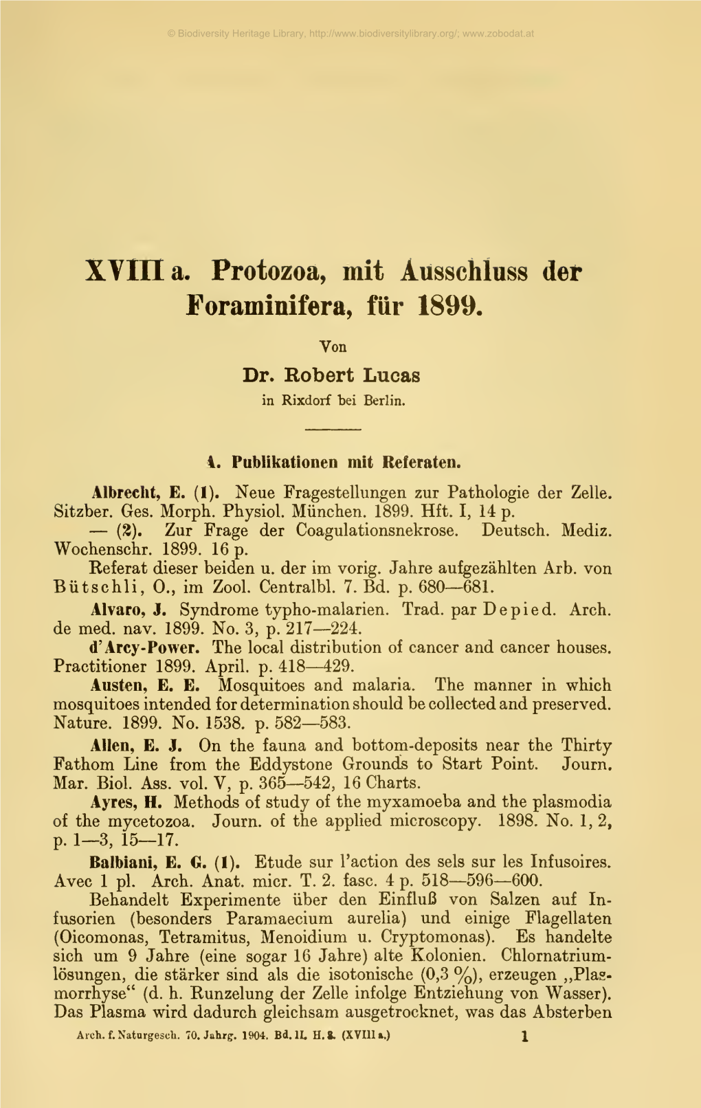 Archiv Für Naturgeschichte