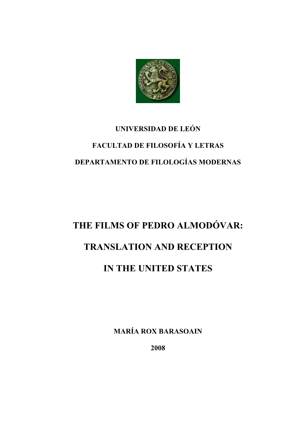 The Films of Pedro Almodóvar