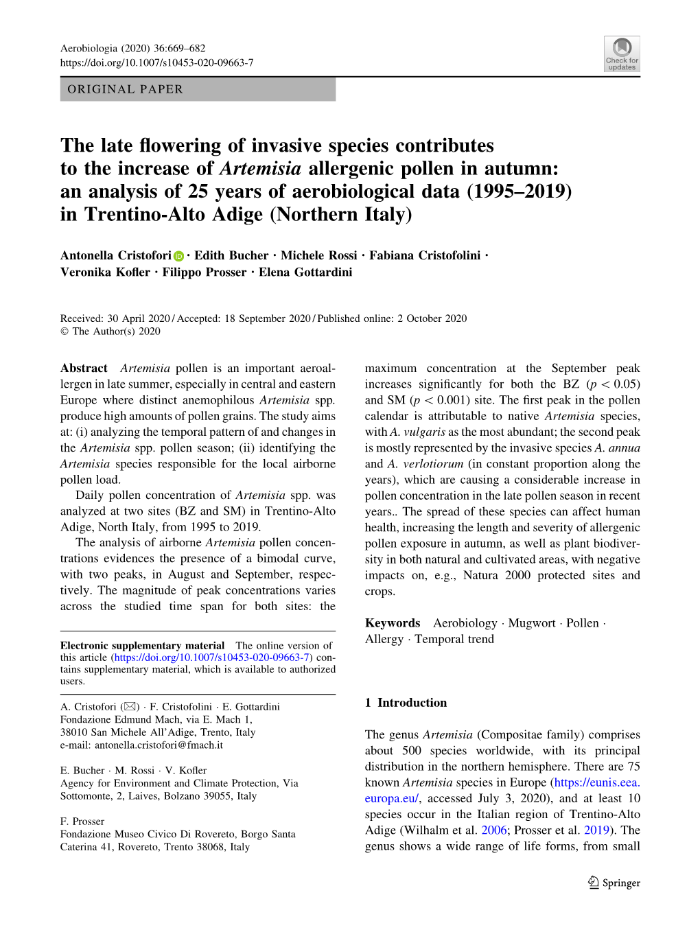 The Late Flowering of Invasive Species Contributes