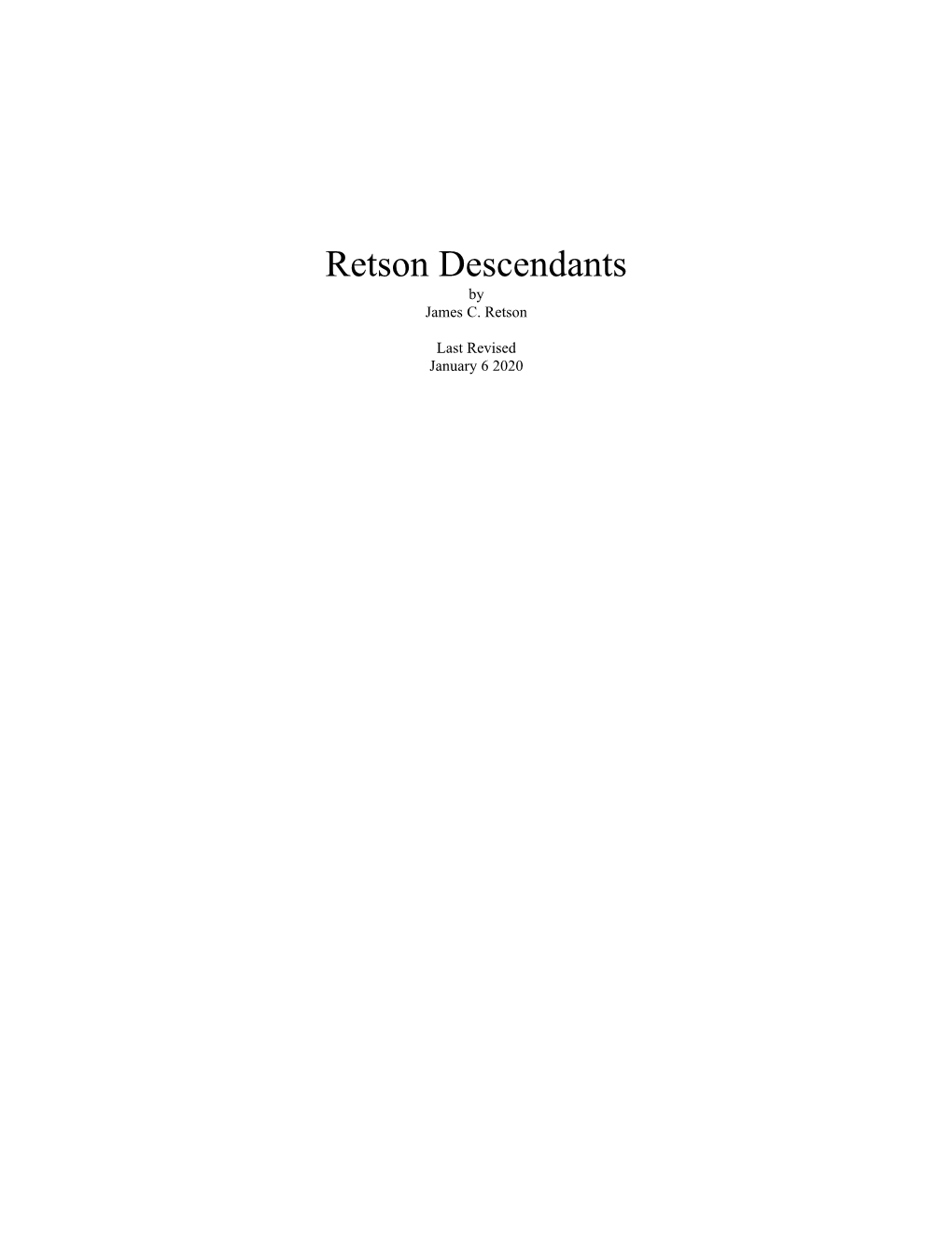 Retson Descendants by James C