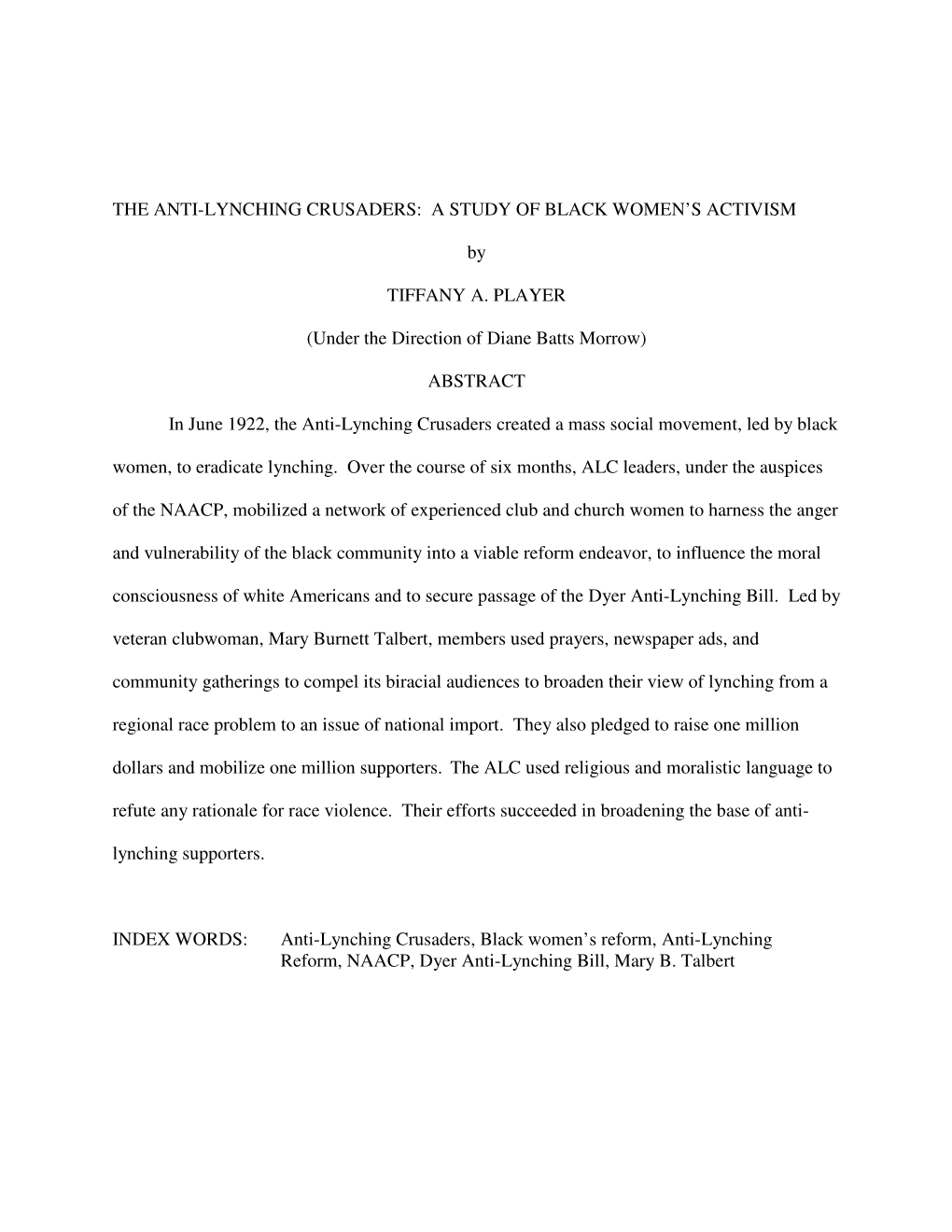 The Anti-Lynching Crusaders: a Study of Black Women’S Activism