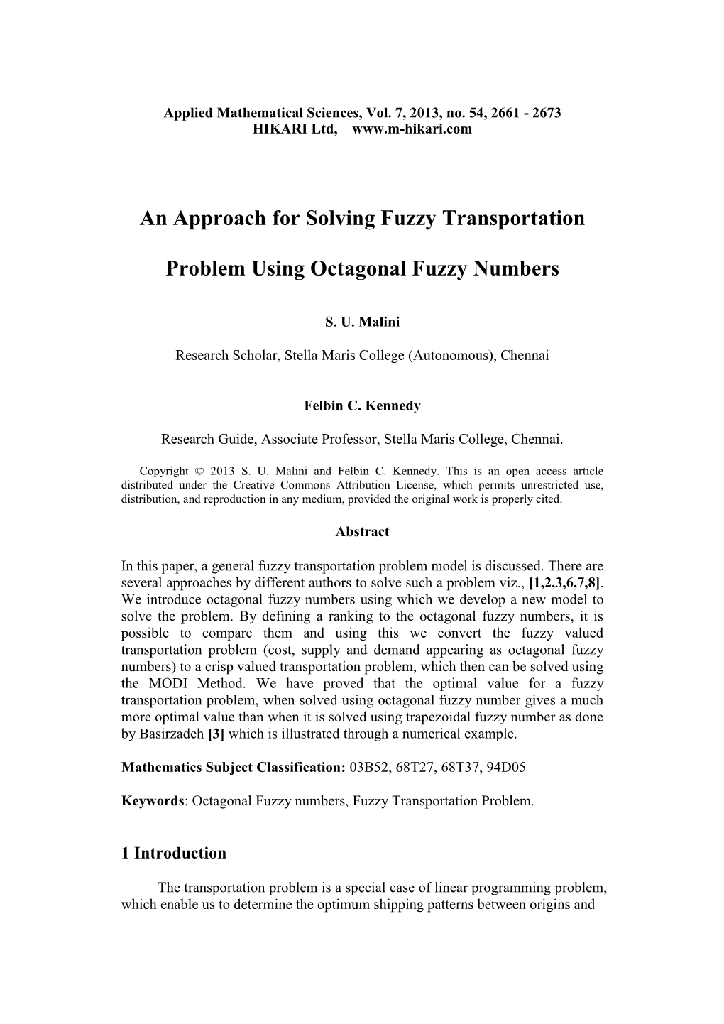 An Approach for Solving Fuzzy Transportation Problem Using