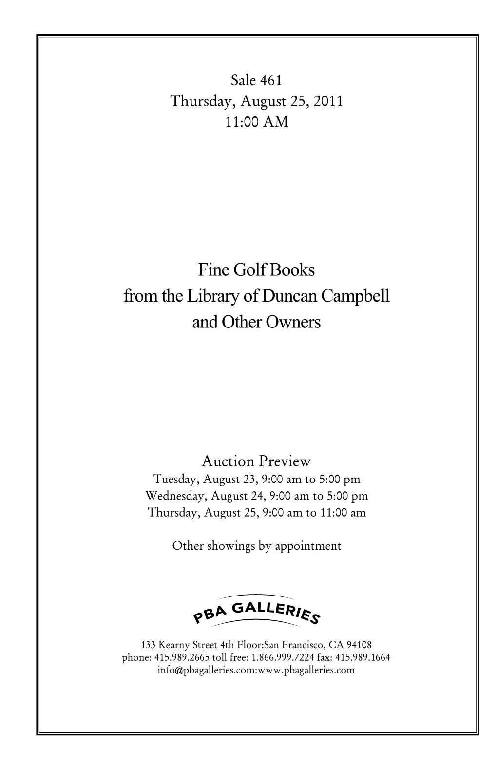 Fine Golf Books from the Library of Duncan Campbell and Other Owners