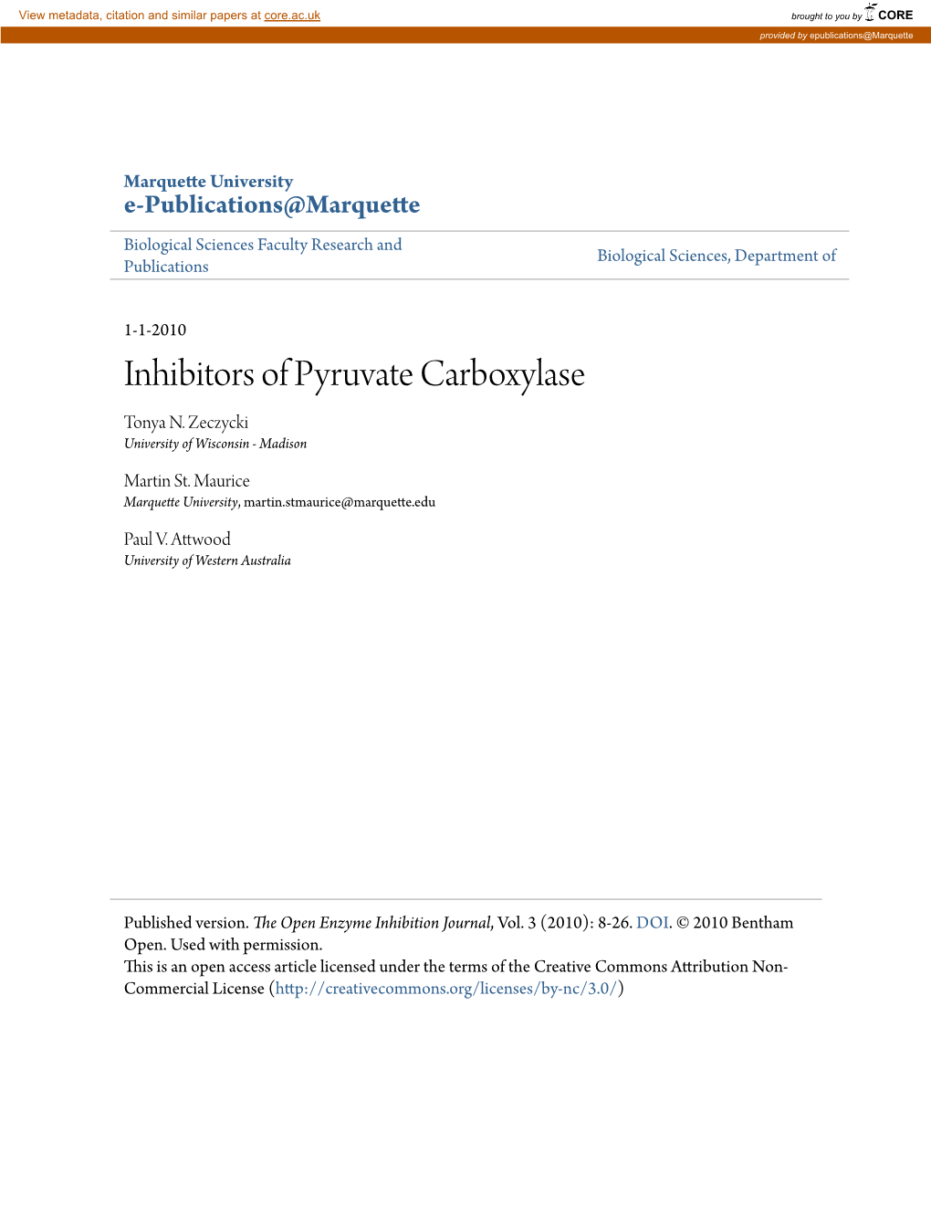 Inhibitors of Pyruvate Carboxylase Tonya N