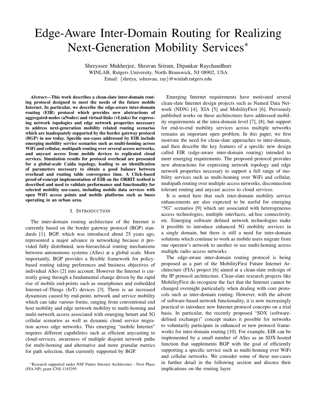 Edge-Aware Inter-Domain Routing for Realizing Next-Generation Mobility Services∗