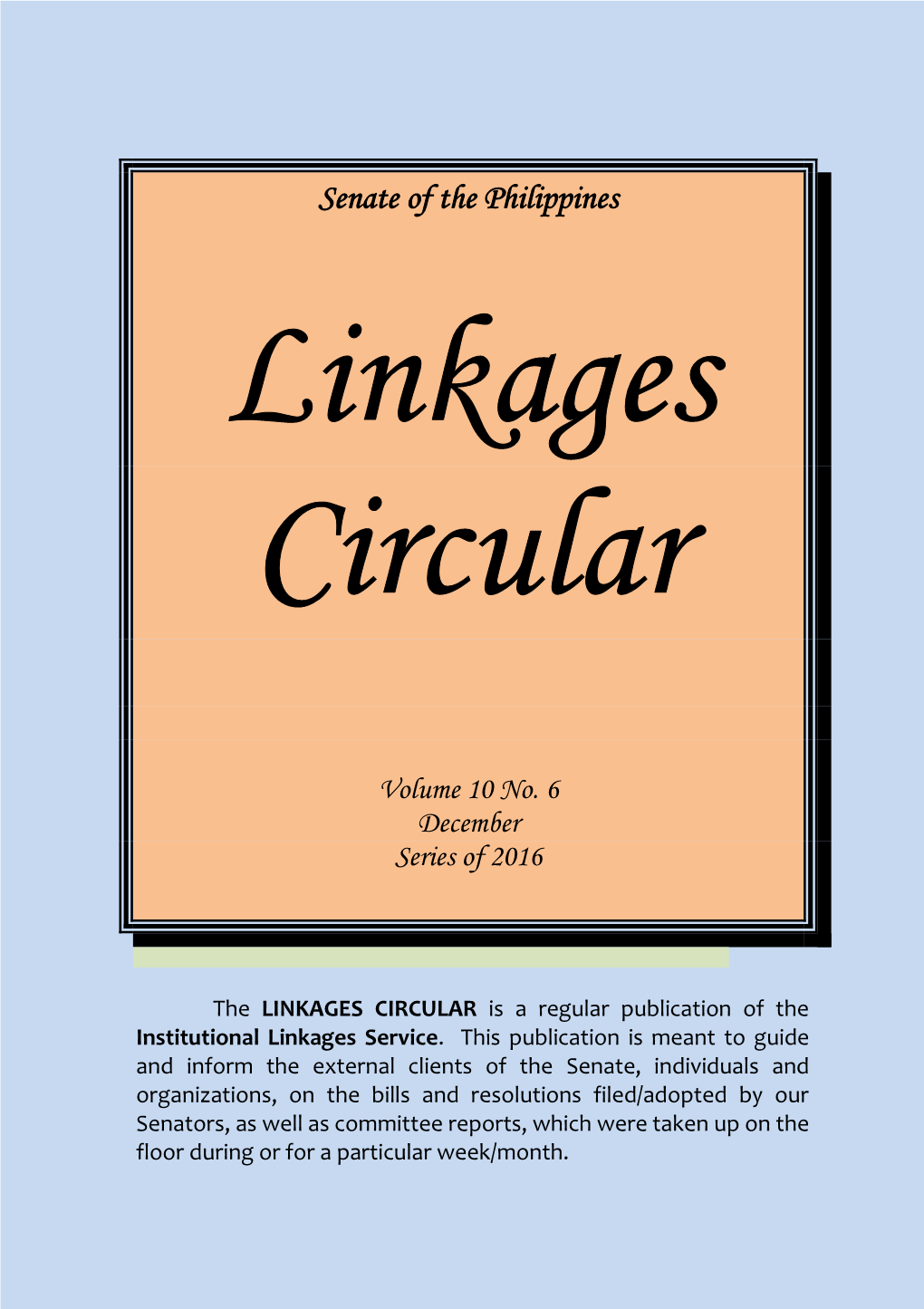 Linkages Circular Vol. 10 No. 6