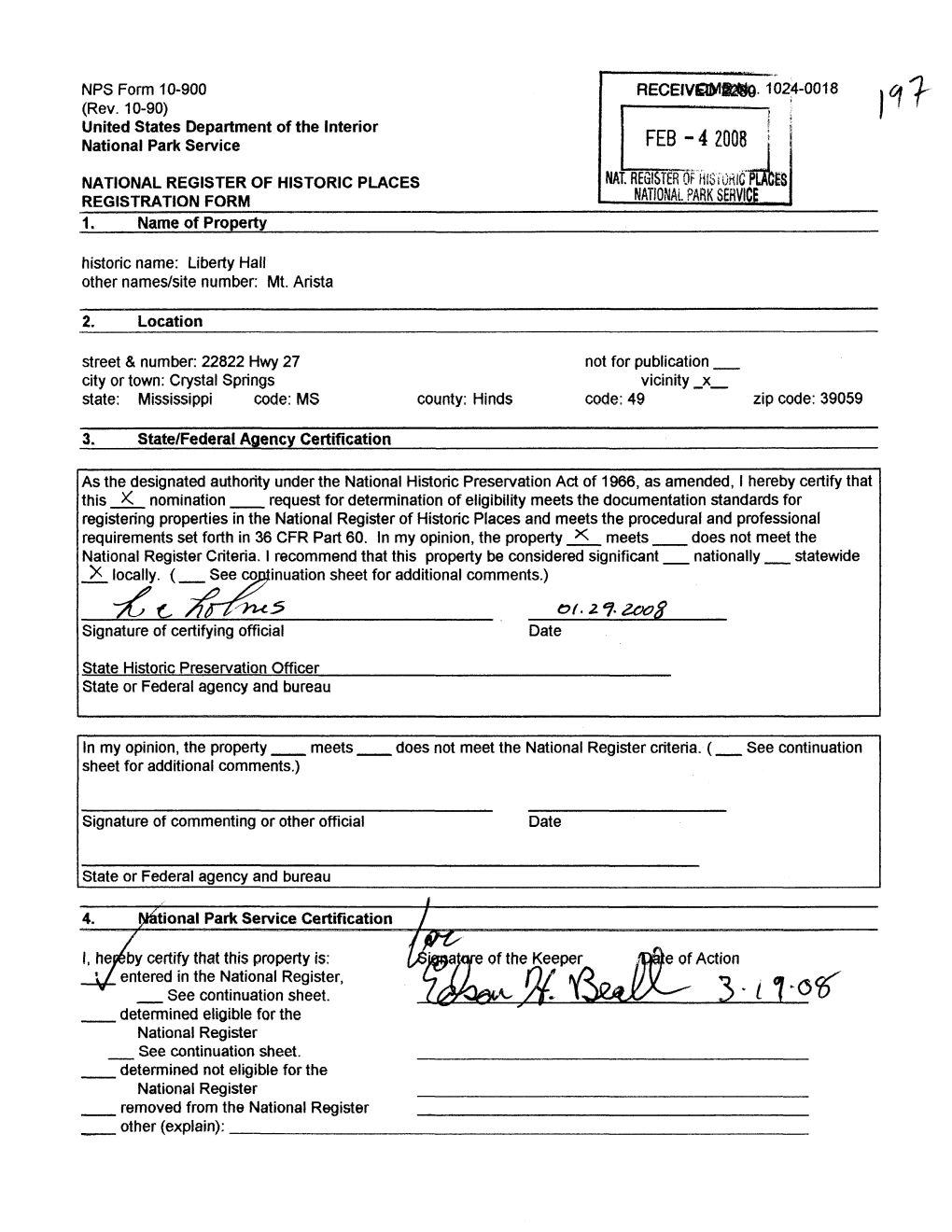 Mt. Arista State/Federal Agency Certification Hej£By