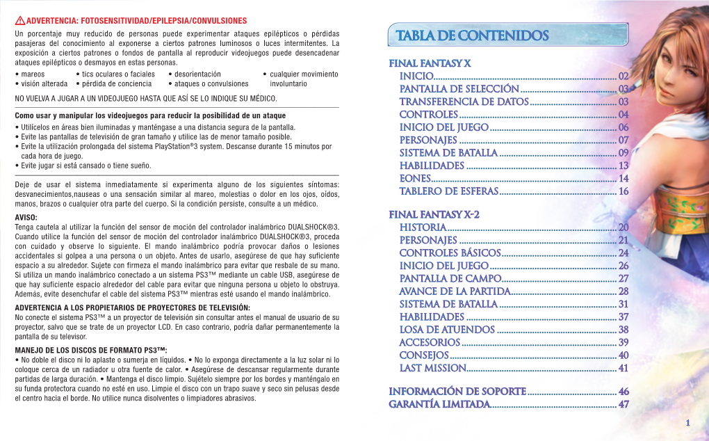 Final Fantasy X • Mareos • Tics Oculares O Faciales • Desorientación • Cualquier Movimiento INICIO