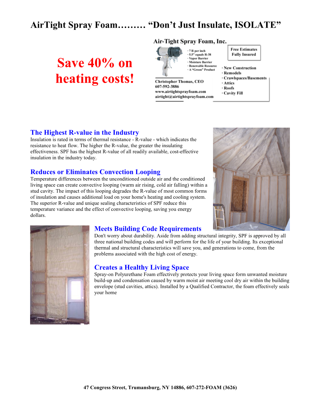 Airtight Spray Foam Literature