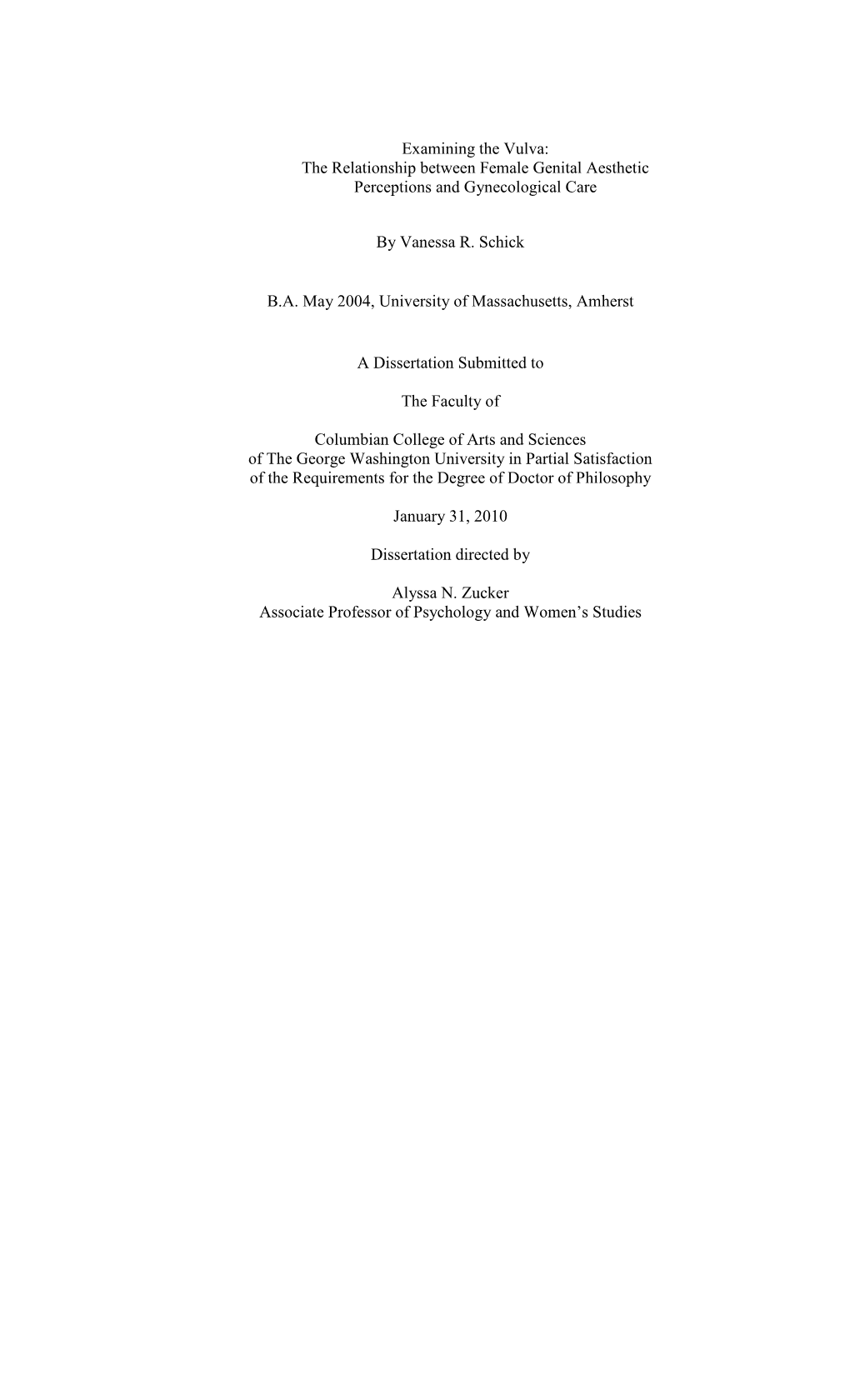 The Relationship Between Female Genital Aesthetic Perceptions and Gynecological Care