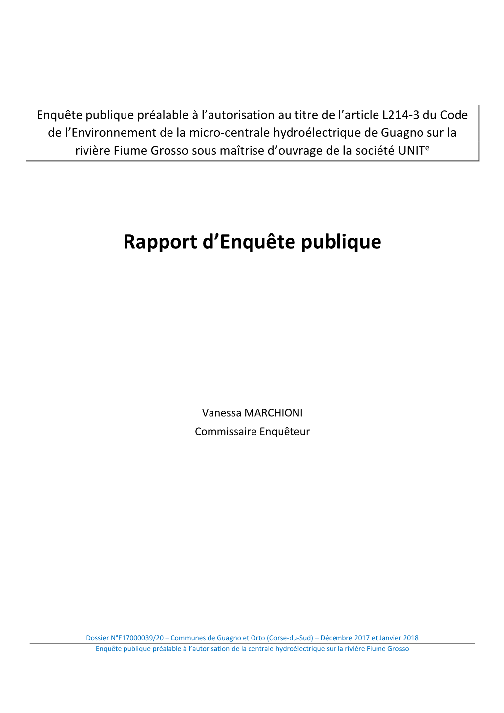 Rapport D'enquête Publique