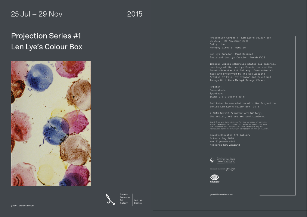 29 Nov 2015 Projection Series #1 Len Lye's