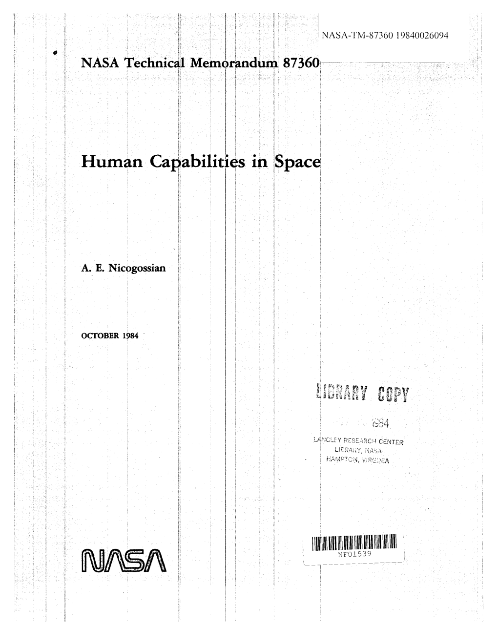 N!\S/\ I NASA Technical Mem.Orandum 87360