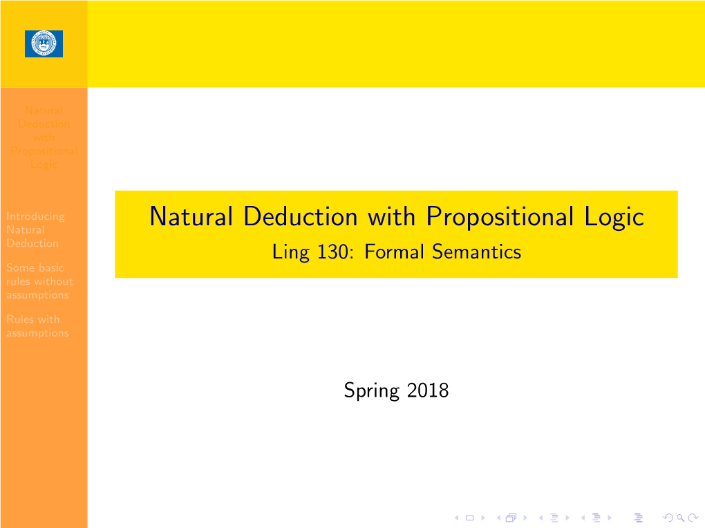 Natural Deduction with Propositional Logic