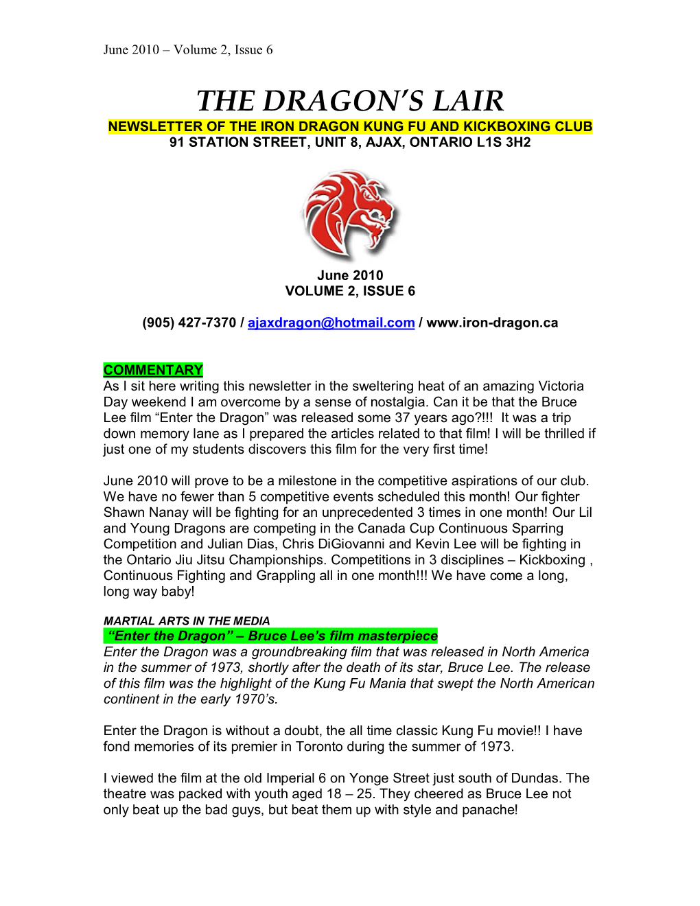 June 2010 Newsletter