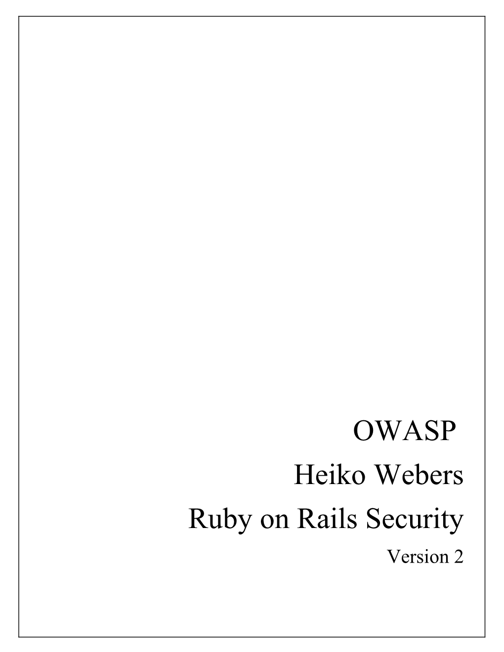 Ruby on Rails Security