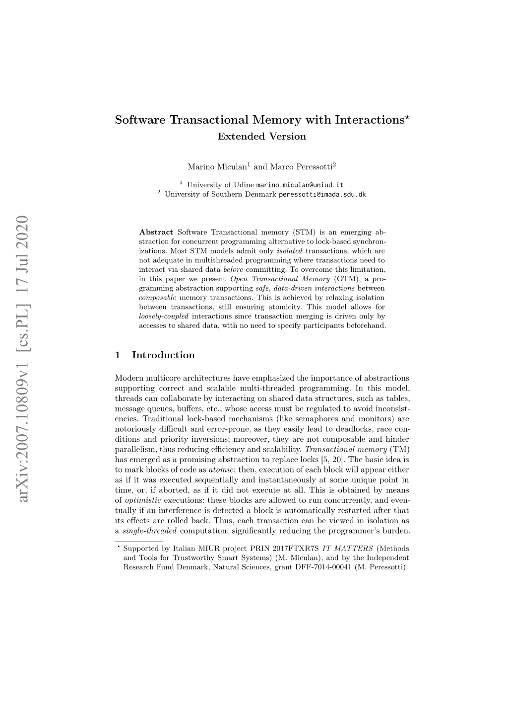 Software Transactional Memory with Interactions 3