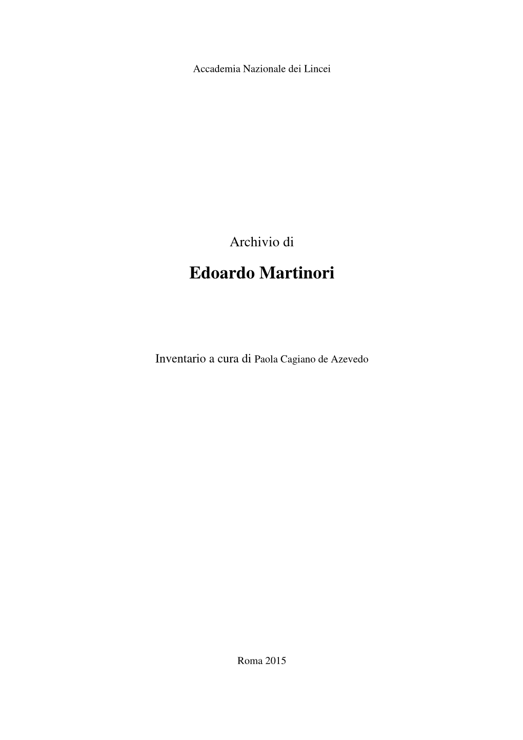 Archivio Di Edoardo Martinori