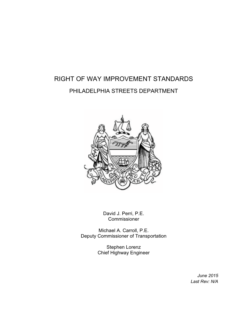 Right of Way Improvement Standards