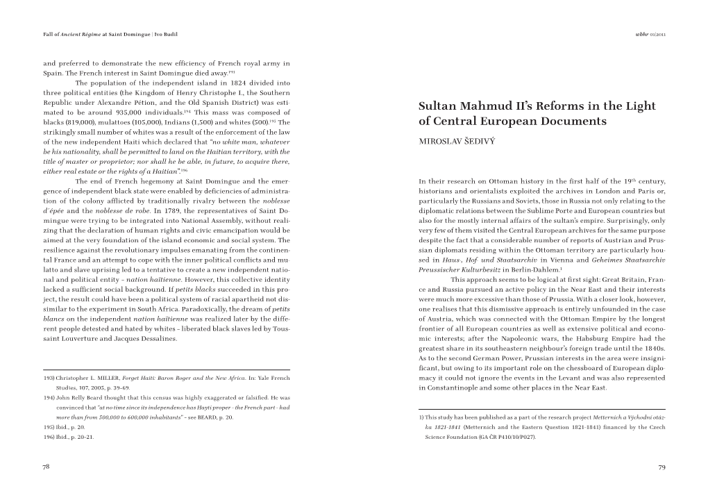 Sultan Mahmud II's Reforms in the Light of Central European Documents