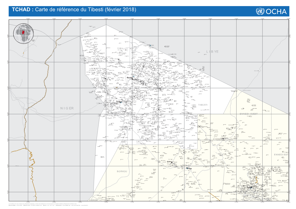 TCHAD : Carte De Référence Du Tibesti (Février 2018)